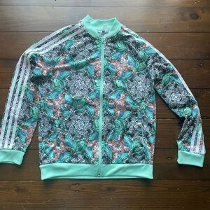 adidas Kids Jacket - Green and Black Fish/zebra/parrot fun Pattern